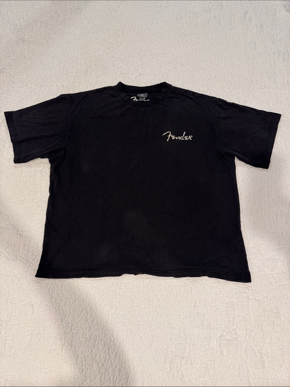 H&M Black Short Sleeve Tee with Fender Script